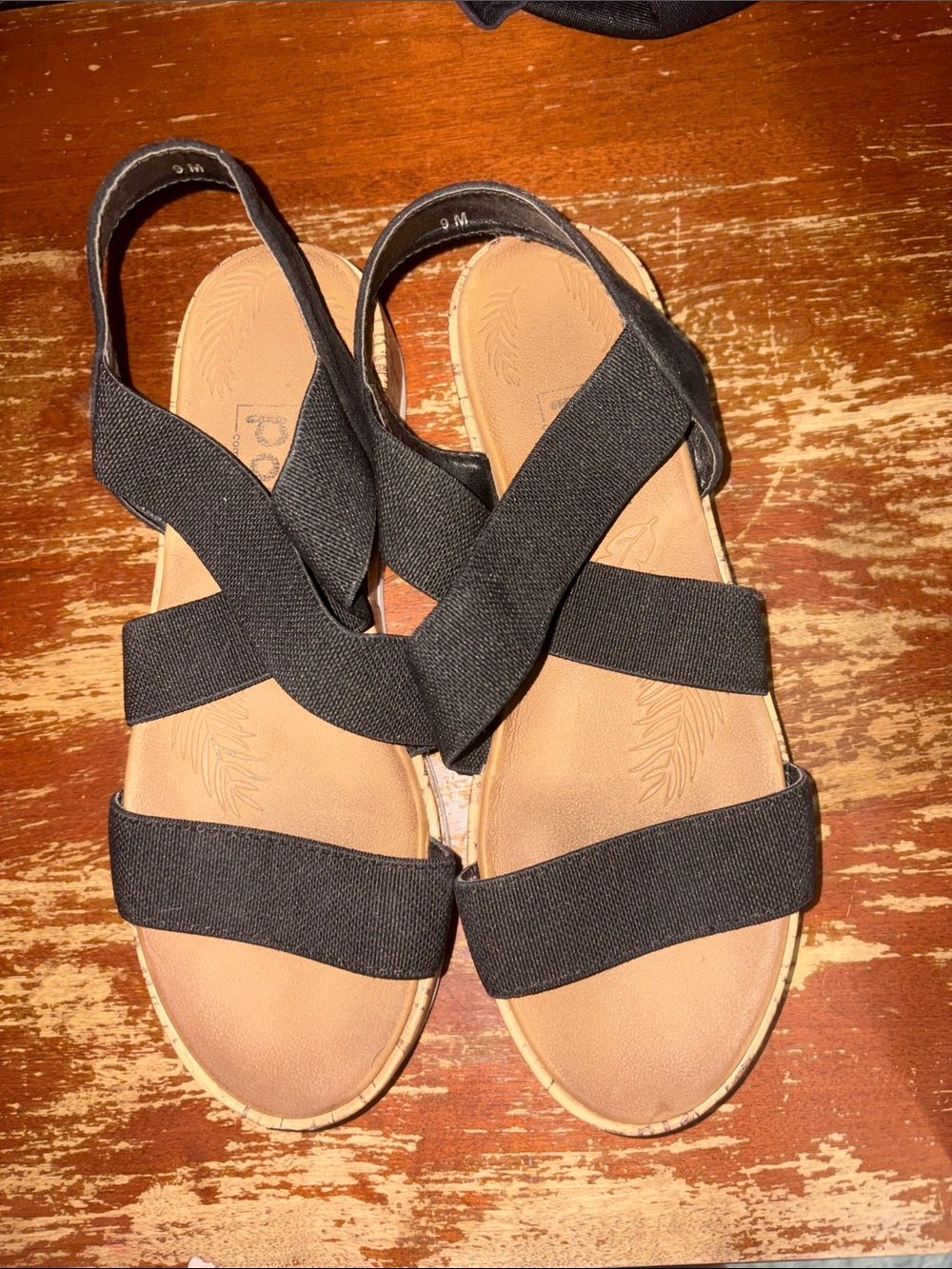 Women's Black Elastic Strap Sandals